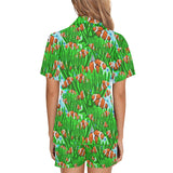 Clown Fish Pattern Print Design 01 Women's V-Neck Short Pajama Set