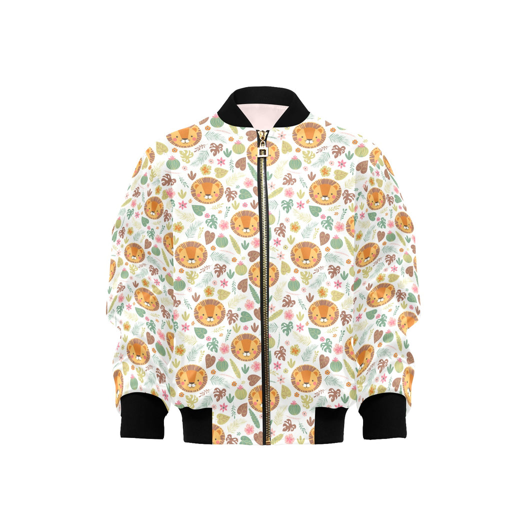 Lion Pattern Print Design 04 Kids' Boys' Girls' Bomber Jacket