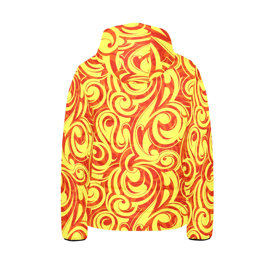 Fire flame design pattern Kids' Boys' Girls' Padded Hooded Jacket