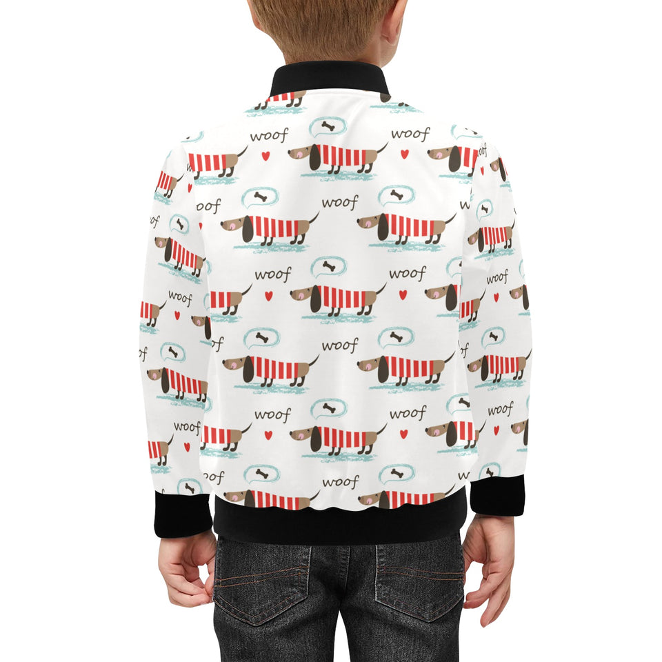Cute dachshund bone pattern Kids' Boys' Girls' Bomber Jacket