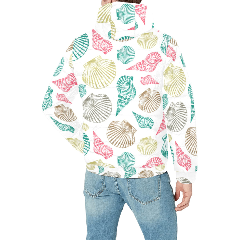 Colorful shell pattern Men's Padded Hooded Jacket