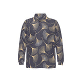 Gold ginkgo leaves Men's Long Sleeve Polo Shirt