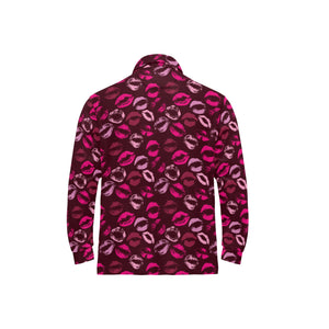 Lips Pattern Print Design 03 Men's Long Sleeve Polo Shirt