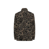 luxurious gold lotus waterlily black background Women's Long Sleeve Polo Shirt