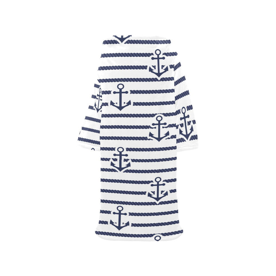 Anchor rope nautical pattern Blanket Robe with Sleeves