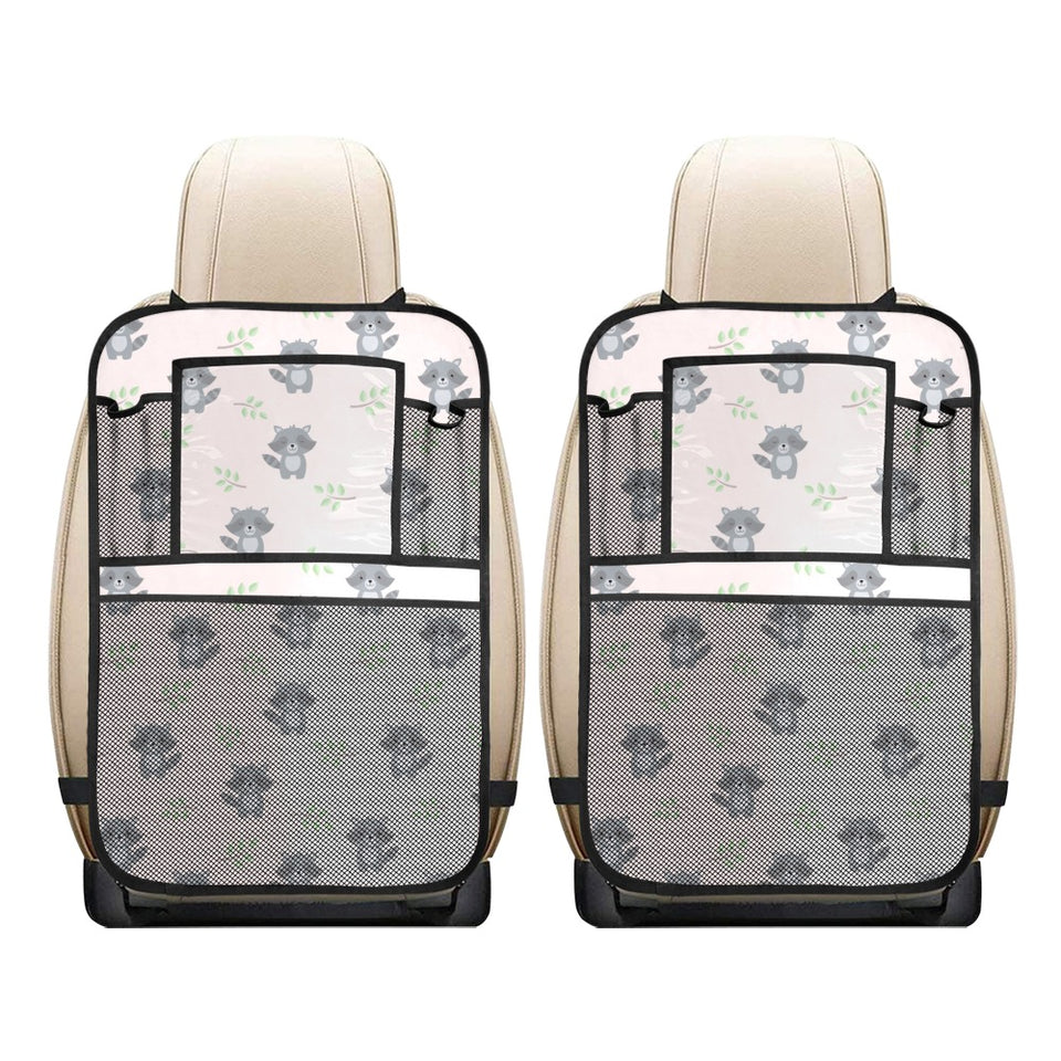 cute raccoons leaves pattern Car Seat Back Organizer