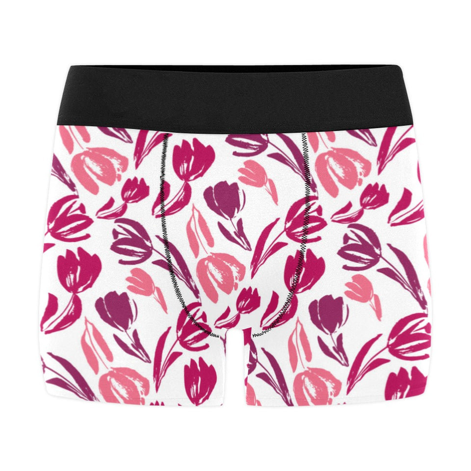 pink sketch tulip pattern Men's All Over Print Boxer Briefs Men's Underwear