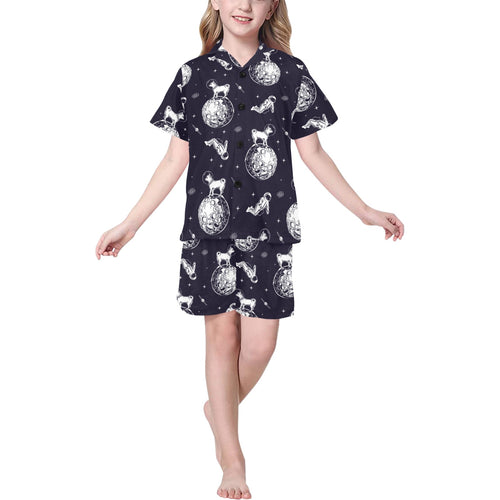 Chihuahua space helmet. astronaut pattern Kids' Boys' Girls' V-Neck Short Pajama Set