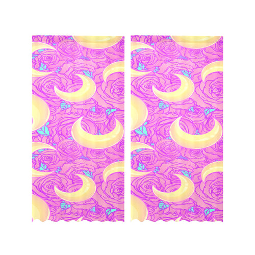 Moon pink rose background Gauze Curtain