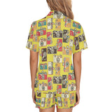 Camera Pattern Print Design 02 Women's V-Neck Short Pajama Set