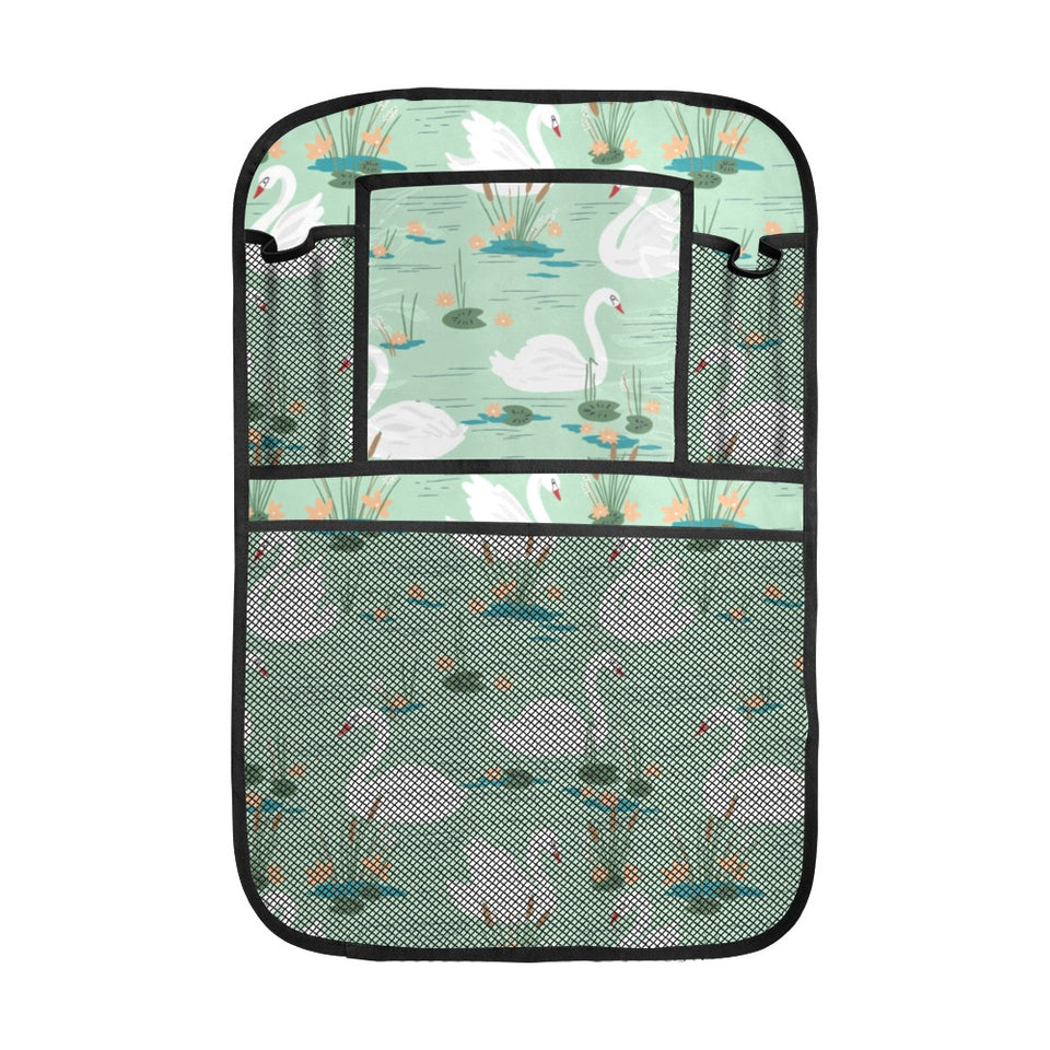 White swan lake pattern Car Seat Back Organizer
