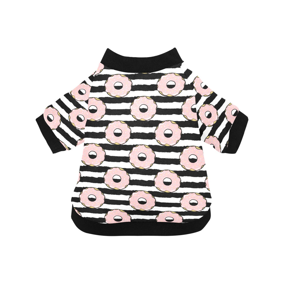 Donuts pink icing striped pattern All Over Print Pet Dog Round Neck Fuzzy Shirt