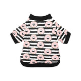 Donuts pink icing striped pattern All Over Print Pet Dog Round Neck Fuzzy Shirt