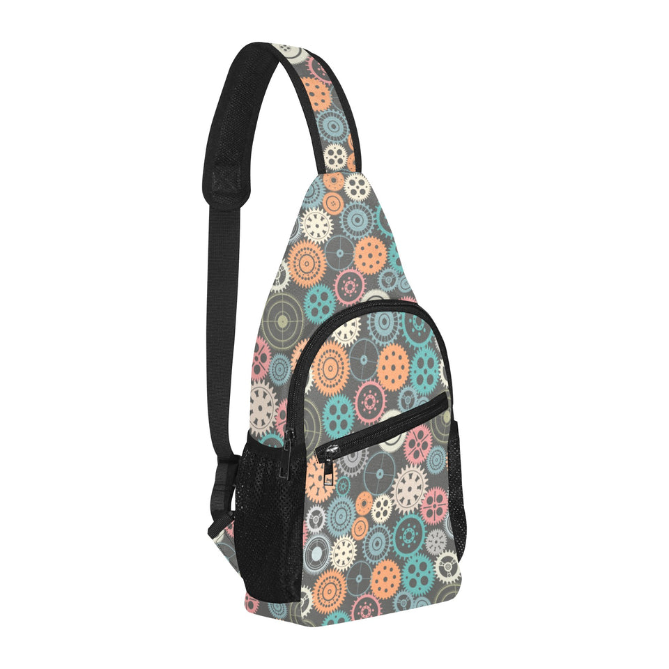 Gear Pattern Print Design 05 All Over Print Chest Bag
