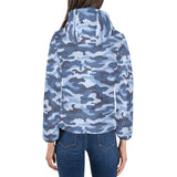 Blue camouflage pattern Women's Padded Hooded Jacket