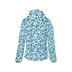 Hibiscus Pattern Print Design 04 Women's Padded Hooded Jacket