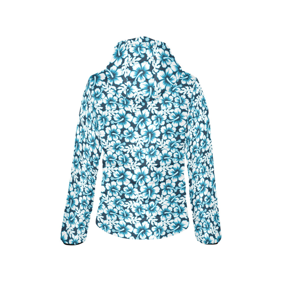 Hibiscus Pattern Print Design 04 Women's Padded Hooded Jacket