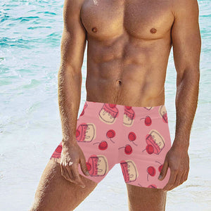 Cake cherry pattern Men's Swimming Trunks