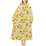 Yorkshire Terrier Pattern Print Design 05 Blanket Robe with Sleeves