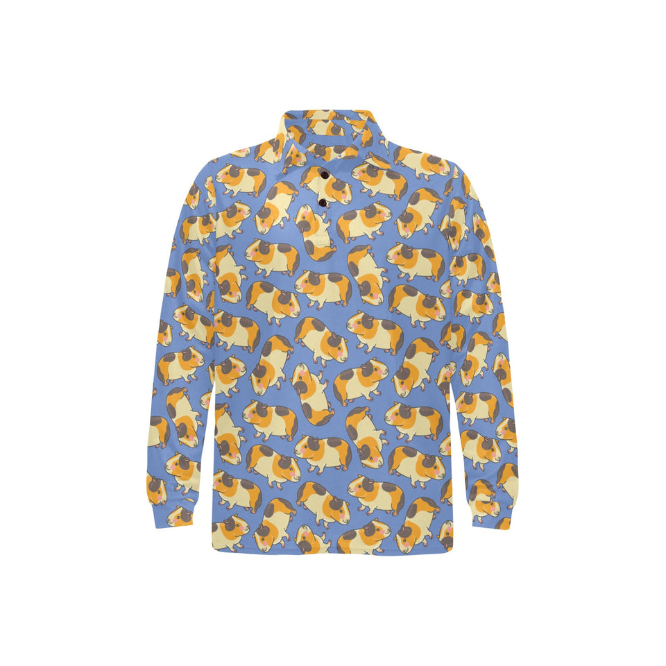 Guinea Pig Pattern Print Design 02 Men's Long Sleeve Polo Shirt