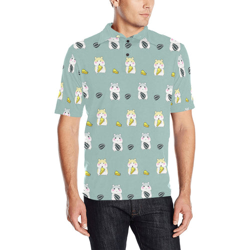 Cute hamster cheese pattern Men's All Over Print Polo Shirt
