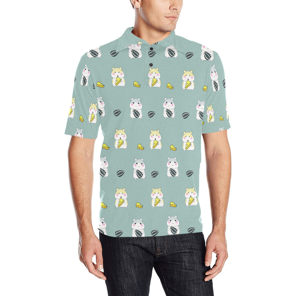Cute hamster cheese pattern Men's All Over Print Polo Shirt