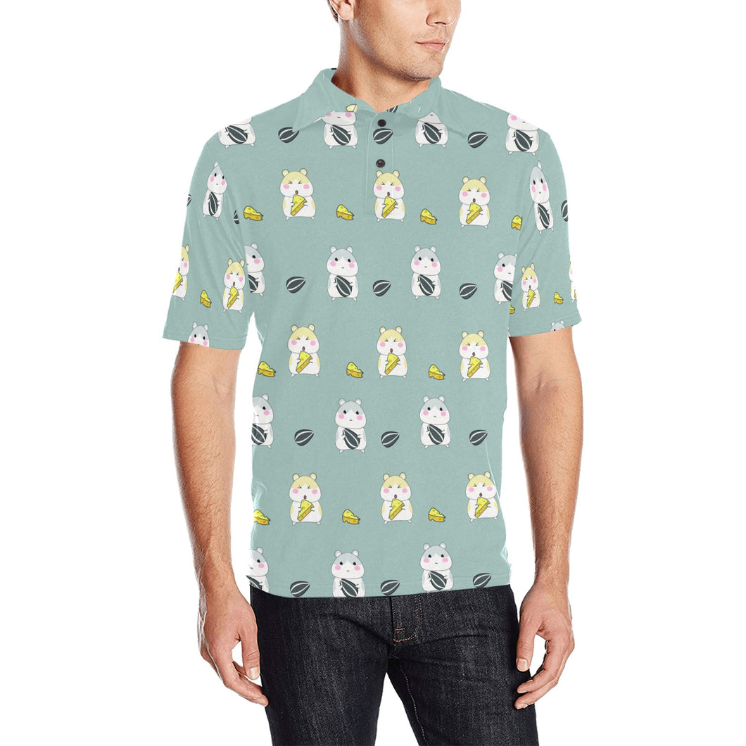 Cute hamster cheese pattern Men's All Over Print Polo Shirt