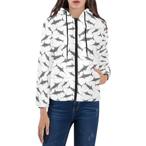 Swordfish Pattern Print Design 04 Women's Padded Hooded Jacket