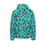Green leopard skin print pattern Kids' Boys' Girls' Padded Hooded Jacket