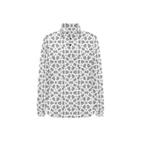 arabic gray pattern Women's Long Sleeve Polo Shirt