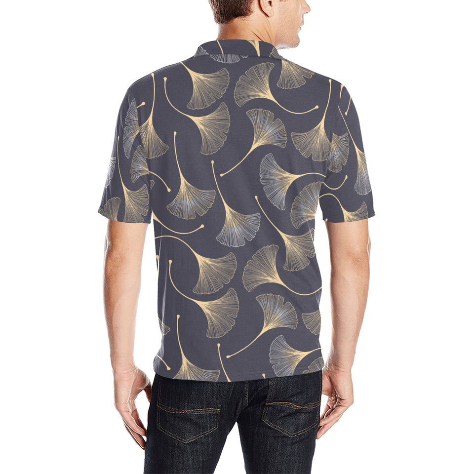 Gold ginkgo leaves Men's All Over Print Polo Shirt