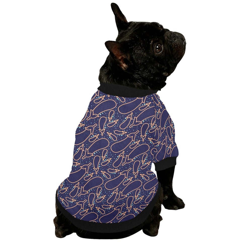 Eggplant Pattern Print Design 04 All Over Print Pet Dog Round Neck Fuzzy Shirt