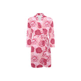 Rose Pattern Print Design 02 Men's Long Sleeve Belted Night Robe