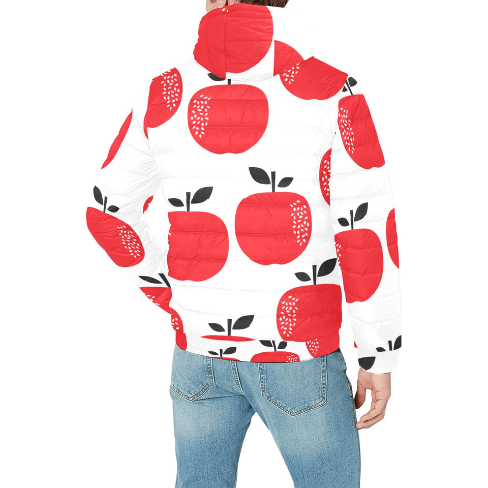 red apples white background Men's Padded Hooded Jacket