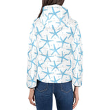 Watercolor starfish pattern Women's Padded Hooded Jacket
