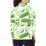 cucumber whole slices pattern Women's Long Sleeve Polo Shirt