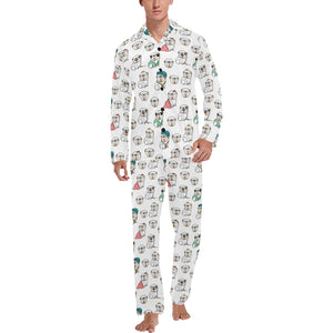 English Bulldog Pattern Print Design 03 Men's Long Pajama Set