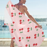 cherry pattern pink background Beach Towel