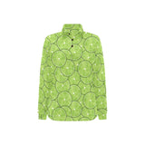 Slices of Lime pattern Women's Long Sleeve Polo Shirt
