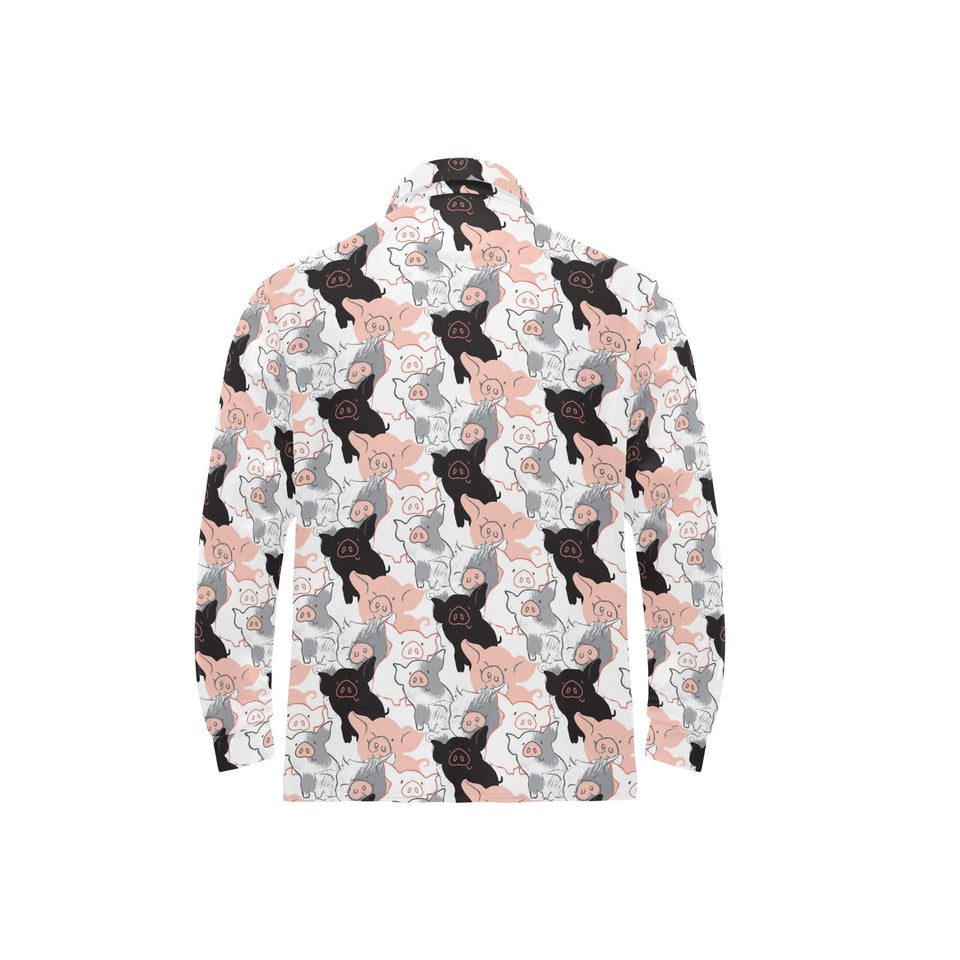 Pig Pattern Print Design 05 Men's Long Sleeve Polo Shirt