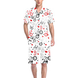 Bicycle Pattern Print Design 04 Men's V-Neck Short Pajama Set