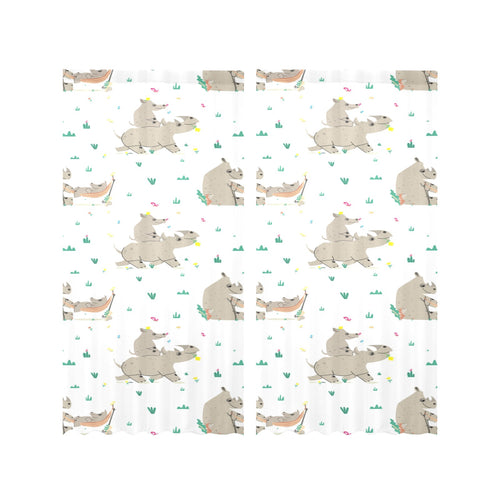 Cute Rhino pattern background Gauze Curtain