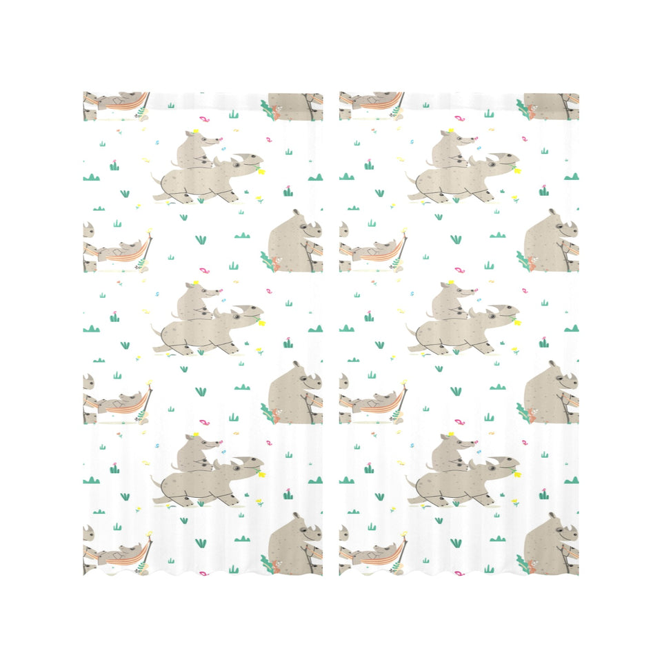 Cute Rhino pattern background Gauze Curtain