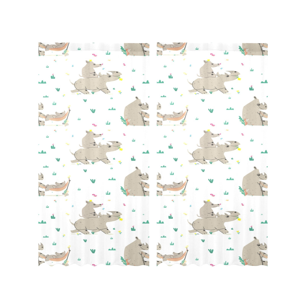 Cute Rhino pattern background Gauze Curtain