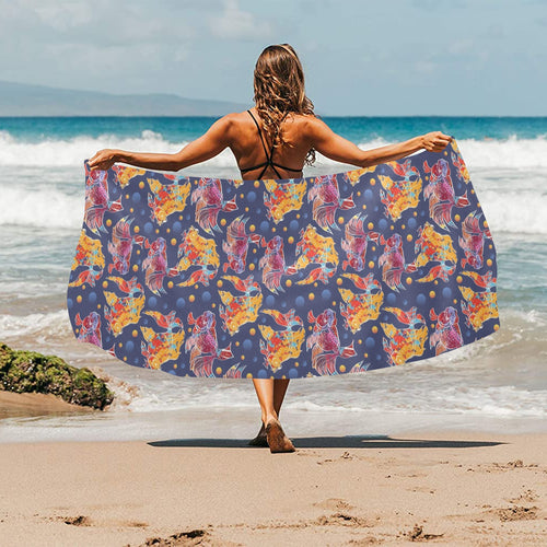 Goldfish Pattern Print Design 05 Beach Towel