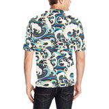 Japanese wave pattern Men's All Over Print Polo Shirt
