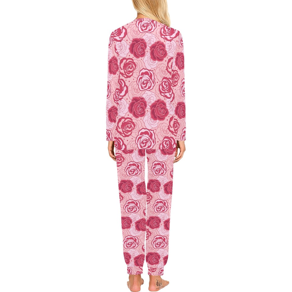 Rose Pattern Print Design 02 Women's All Over Print Pajama Set