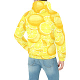 lemon pattern Men's Padded Hooded Jacket