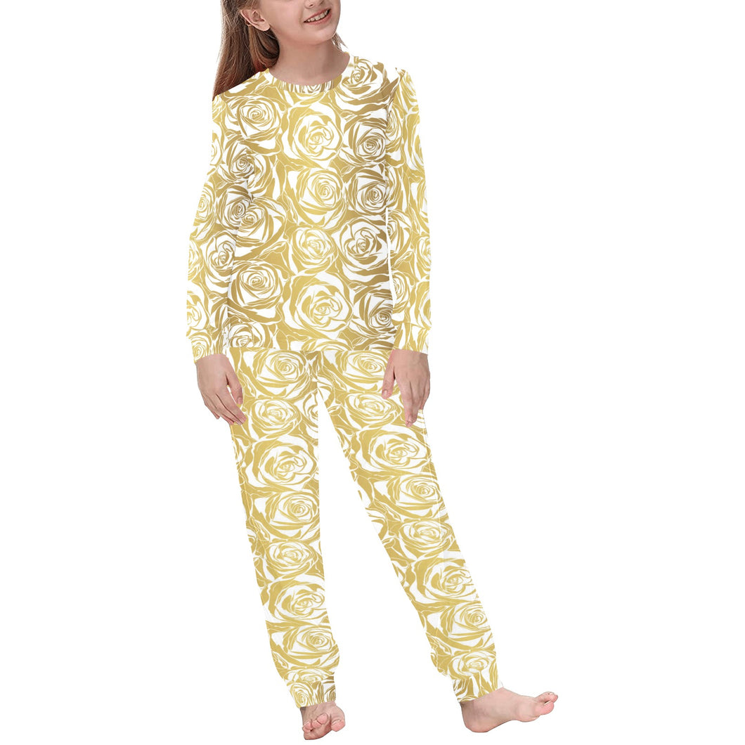 Rose Pattern Print Design 05 Kids' Boys' Girls' All Over Print Pajama Set