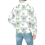 Hand drawn Koala leaves pattern Men's Padded Hooded Jacket
